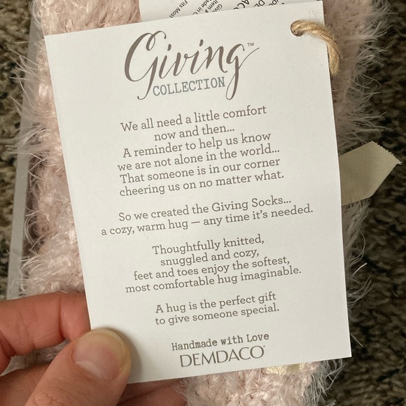 Demdaco Pink Fuzzy Giving Socks - Picture 3 of 5